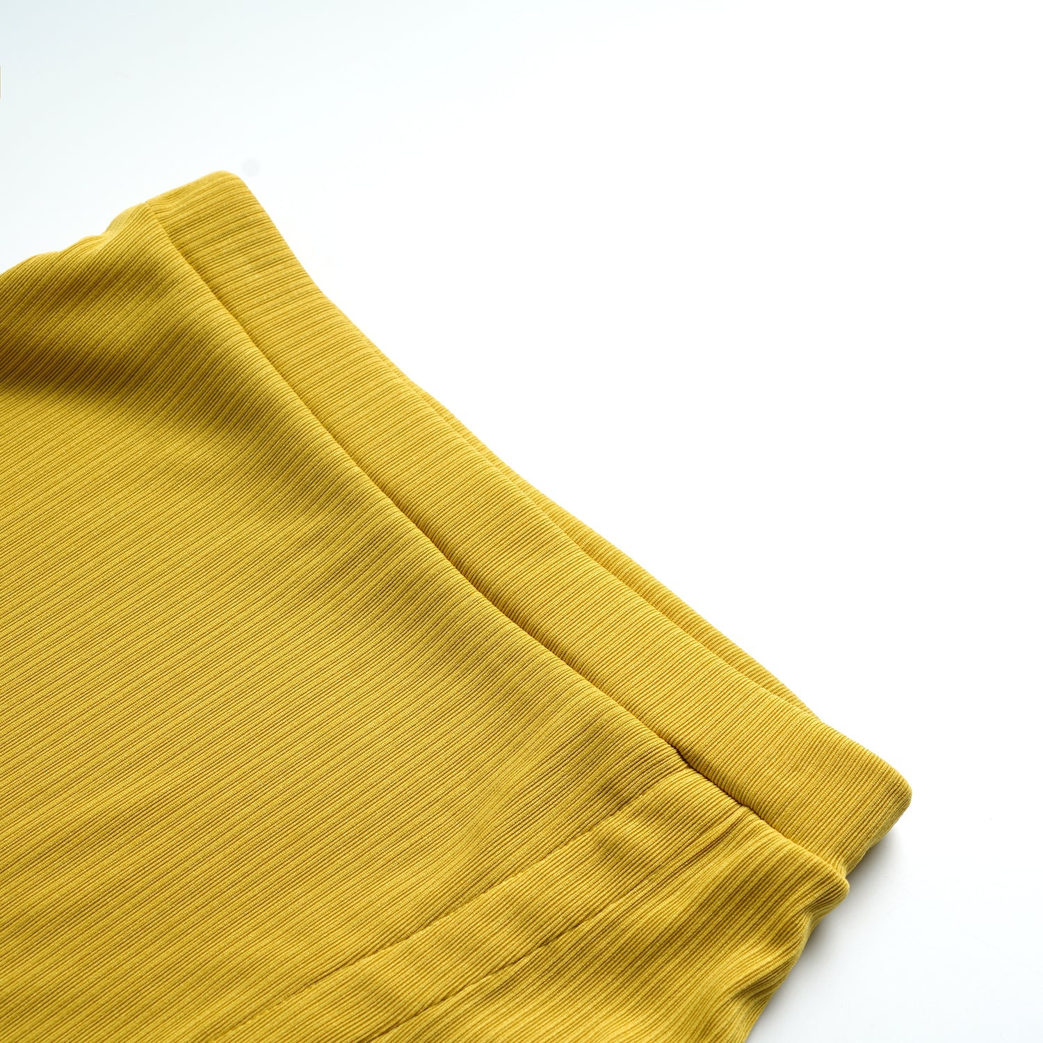 Yellow Solid Ribbed Polo Neck Buttons Crop Top With Slit Mini Dress